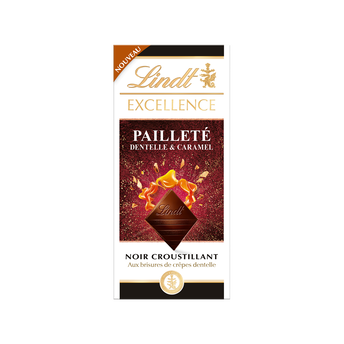 Image de Chocolat noir dentelle caramel excellence LINDT, tablette