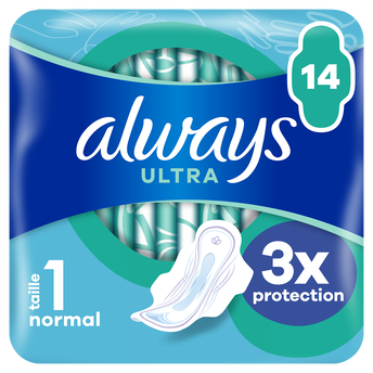 Image de Serviettes hygiéniques ultra normal taille 1 avec ailettes ALWAYS