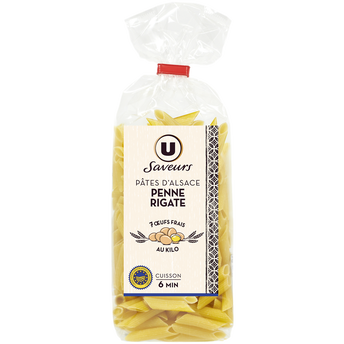 Image de U SAVEURS
Pâtes Penne IGP d'Alsace aux oeufs  - Sachet