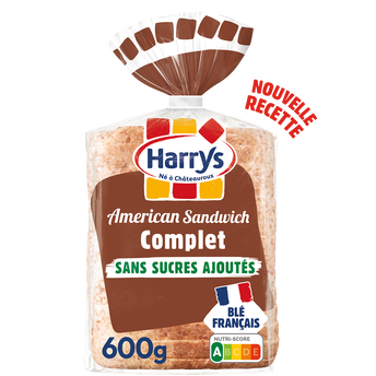 Image de Pain de mie Américan sandwich complet sans sucre ajoutés HARRYS