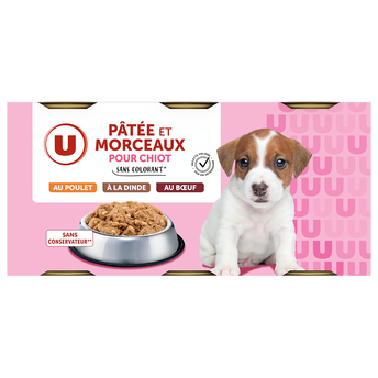 Image de U
Boîte pour chiot Pâtée et morceaux viandes