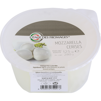 Image de Mozzarella cerises lait pasteurisé 15,5% MG,L'ITALIE DES