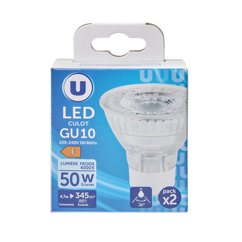 Image de U
Ampoule LED Spot 55w gu10 verre blanc froid