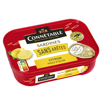 Image de Sardine sans arêtes à l'huile d'olive citron, CONNETABLE, boîte de 1/5