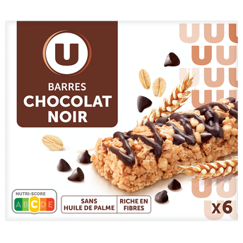 Image de U
Barre de Céréales riz et blé complet chocolat x6