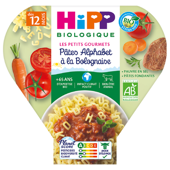 Image de Assiette pâtes alphabet à la bolognaise bio HIPP, dès 12 mois
