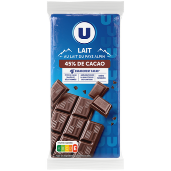 Image de U
Chocolat au lait 45% 2 Tablettes de