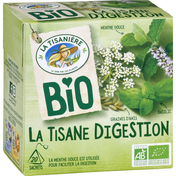La Tisanière Plantes À Infusion À L'arôme Naturel (menthe Douce/graines D'anis/basilic) La Tisane Digestion La Tisaniere, 20 Sachets De 30g