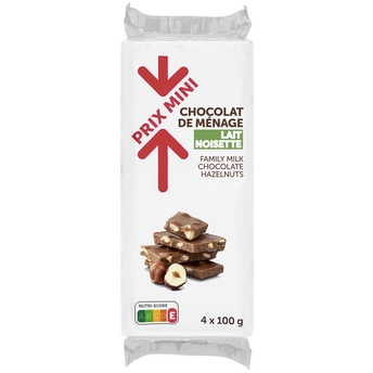 Image de Chocolat au lait aux éclats de noisettes PRIX MINI, 4 Tablettes de