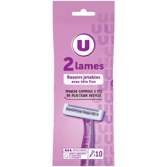 Image de U
Rasoirs jetables femme 2 lames tête fixe
