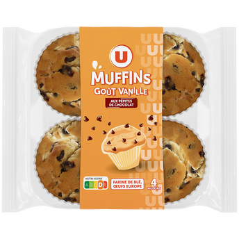 Image de U
Muffins au goût vanille et aux pépites chocolat, x4