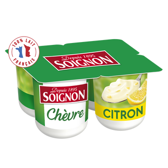Image de Yaourts brassés au lait de chèvre citron SOIGNON  - 4 pots de