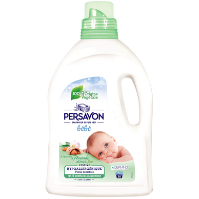 Lessive liquide spéciale bébé amande derming PERSAVON, 1,5l