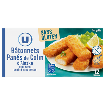 Image de U SANS GLUTEN
Portion de bloc de bâtonnets panés de colin d'Alaska MSC sans gluten