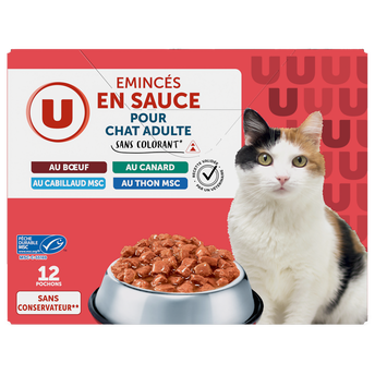 Image de U
Sachets fraicheur pour chat Emincés en sauce viandes & poissons
