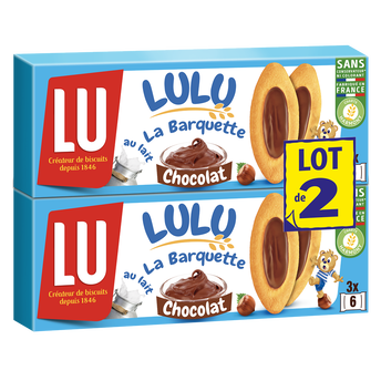 Image de Biscuits au chocolat noisette La Barquette Lulu LU, 2 paquets de