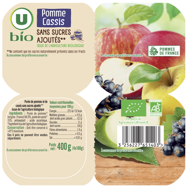 Compote Pomme Bio CARREFOUR BIO : les 4 pots de 100g à Prix