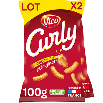 Image de Biscuits apéritifs CURLY goût cacahuète, 2 sachet de