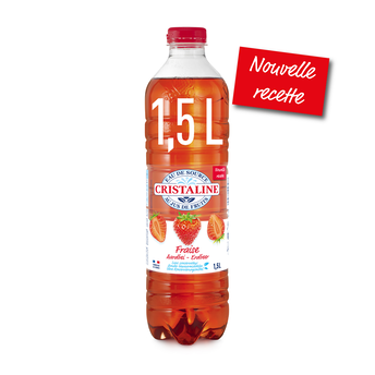 Image de Eau aromatisée au jus de fruits fraise CRISTALINE 1,5