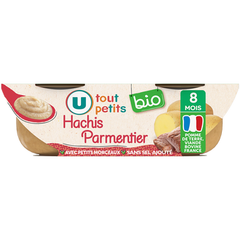 Image de U TOUT PETITS BIO
Plats bébé bols hachis parmentier avec morceaux dès 8 mois