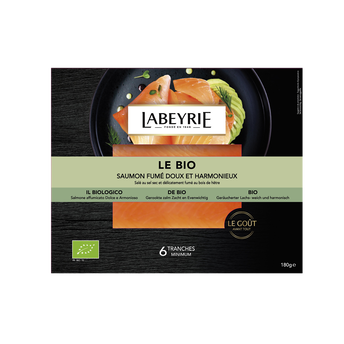 Image de Saumon Atlantique bio fumé gourmet LABEYRIE, 6 tranches soit