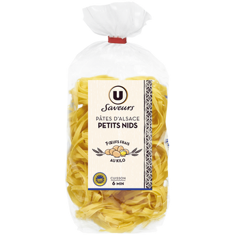 Image de U SAVEURS
Pâtes Petits nids IGP d'Alsace aux oeufs - Sachet