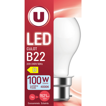 Image de U
Ampoule LED ronde 100W B22 opaque et