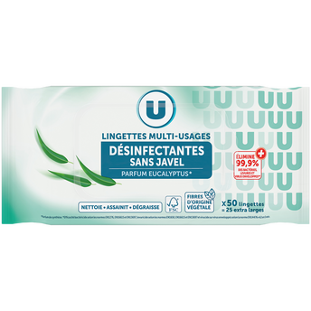 Image de U
Lingettes désinfectantes sans javel multi-usages fraîcheur