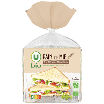 Image de U BIO
Pain mie à la farine complète grande tranches