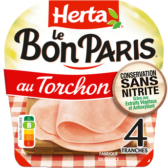 Image de Jambon torchon Le Bon Paris conservation sans nitrites HERTA 4 Tranches