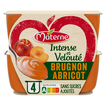 Image de Compotes Coupelles Intense et Velouté Brugnon Abricot MATERNE