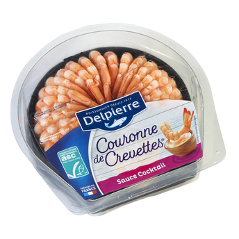 Image de Couronne de queues de crevettes cuites décortiquées et sauce