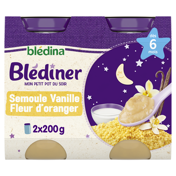 Image de Plat bébé semoule vanille fleur d'oranger dès 6 mois BLEDINER