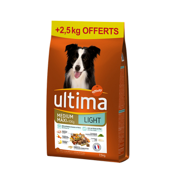 Ultima Croquettes Pour Chien Light Ultima, 7,5kg + 2,5kg Offerts