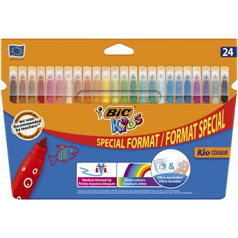 Image de 24 Feutres BIC Kids Couleur, encre lavable, coloris