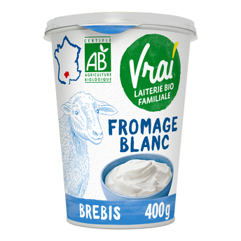 Image de Fromage blanc de brebis au lait pasteurisé BIO VRAI, pot de
