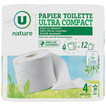 Image de U NATURE
Papier toilette 2 plis ultra compact x4 =