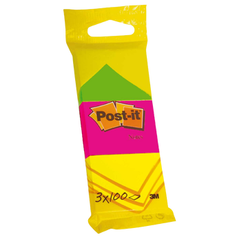 Image de Bloc notes POST-IT, 38x51mm, 100 feuilles, 3 unités, coloris néon assortis