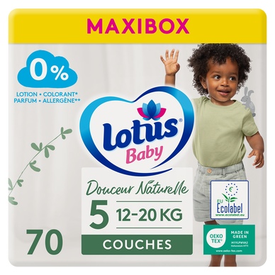 Couches Taille 5 (12-20kg) LOTUS BABY maxibox x70 - Super U, Hyper