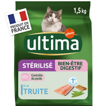 Image de Croquettes pour chats stérilisés sensibles à la truite et à l'orge ULTIMA