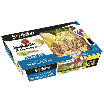 Sodeb'O Salade Antibes (thon/riz/oeuf/crudité/olive) Sodebo, 320g