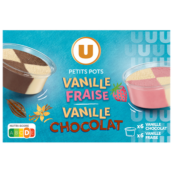 Image de U
Petits pots crème glacée vanille fraise & vanille chocolat U x12