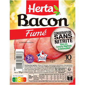 Image de Bacon sans nitrite HERTA 10 tranches