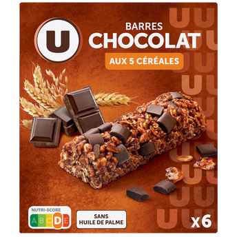 Image de U
Barres de céréales chocolat noir aux 5 céréales - 126g