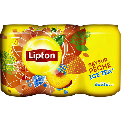 LIPTON Boisson Ice tea à base de thé saveur pêche boîtes 6x33cl pas cher 