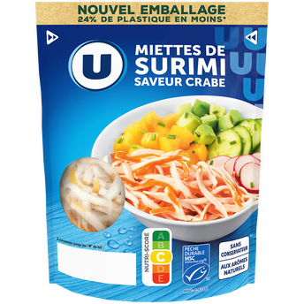 Image de U
Miettes de Surimi à base de chair de poisson saveur crabe
