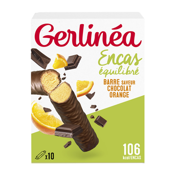 Image de GERLINEA - Barre chocolat orange, encas minceur - x10