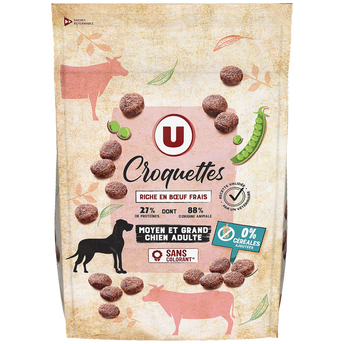Image de U
Croquettes sans céréales riche en boeuf frais pour chien