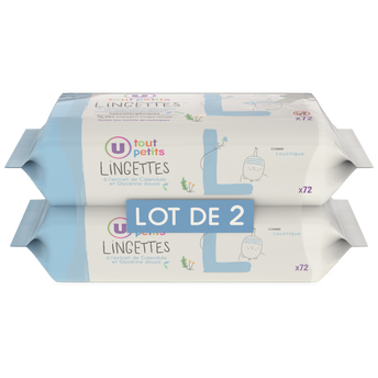 Image de U TOUT PETITS
Lingettes pour bébé classique -  2 paquets de 72