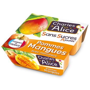 Image de Dessert fruitier Pomme Mangue Sans Sucres Ajoutés CHARLES & ALICE -4 pots de